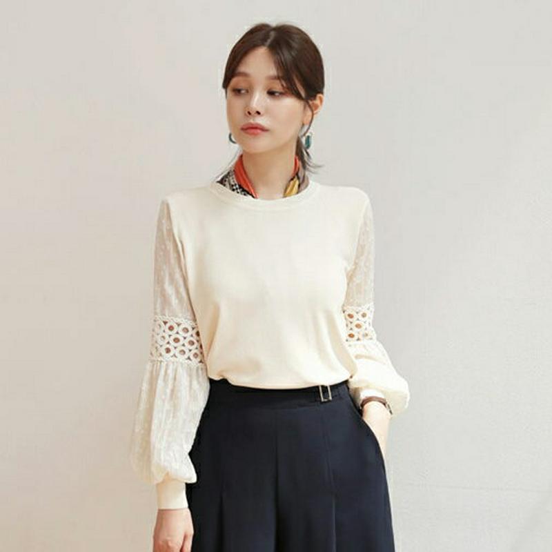【新作10%OFF】スリーブレースニット・全2色・b63930 レディース【tops】【トップス ニット ニットトップス 長袖 
