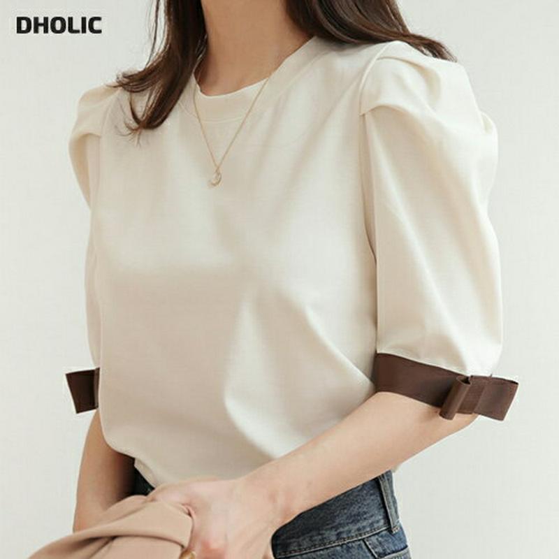 【新作10%OFF】リボンパフTシャツ・全3色・b63929 レディース【tops】【トップス Tシャツ 半袖 ハーフスリーブ 