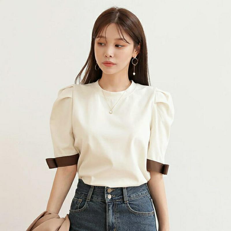 【新作10%OFF】リボンパフTシャツ・全3色・b63929 レディース【tops】【トップス Tシャツ 半袖 ハーフスリーブ 
