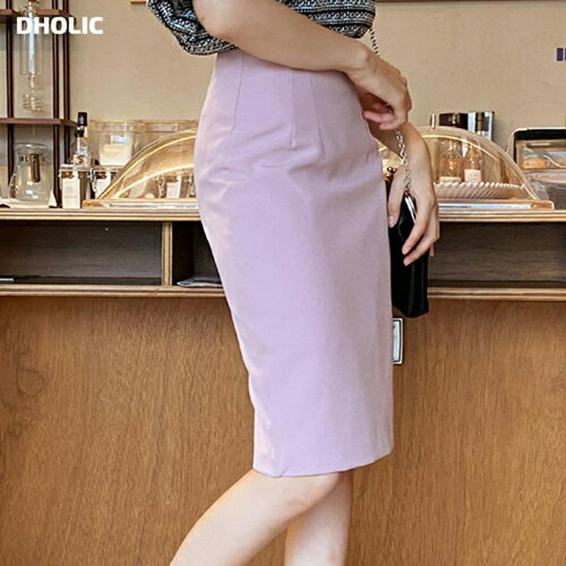 バックスリットペンシルスカート・全5色・b60796 レディース【sk】 韓国ファッション ボトムス スカート ミディ丈 ミディスカート パステル スリット カラーアイテム ペンシルスカート シンプル スリム ピンク 単色 無地 大人 フェミニン 春 秋