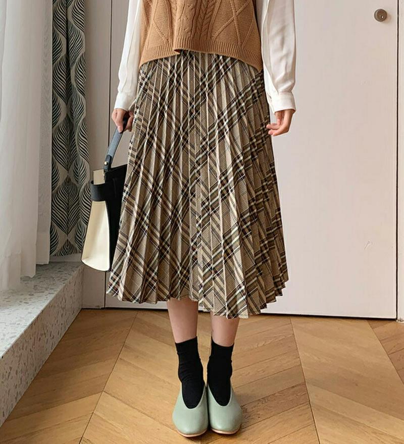 【新作10%OFF】チェックプリーツスカート・全2色・b60799 レディース【sk】【韓国 ファッション ボトムス スカート 
