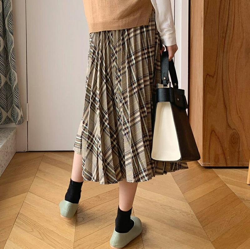 【新作10%OFF】チェックプリーツスカート・全2色・b60799 レディース【sk】【韓国 ファッション ボトムス スカート 