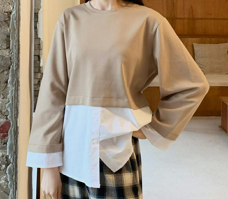 【新作10%OFF】コントラストTシャツ・全3色・b60782 レディース【tops】【韓国 ファッション トップス Tシャツ 