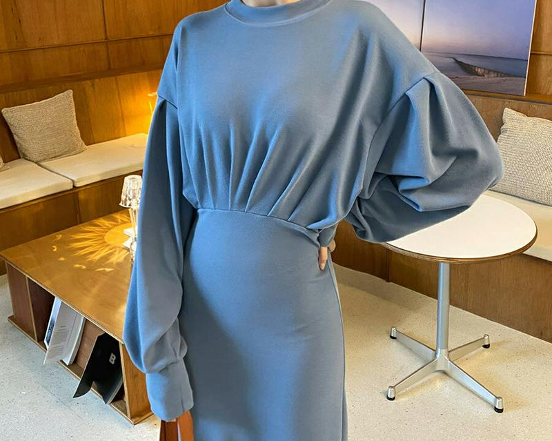 【新作10%OFF】ラウンドウエストタックワンピース・全3色・b60745 レディース【ops】【韓国 ファッション ワンピース