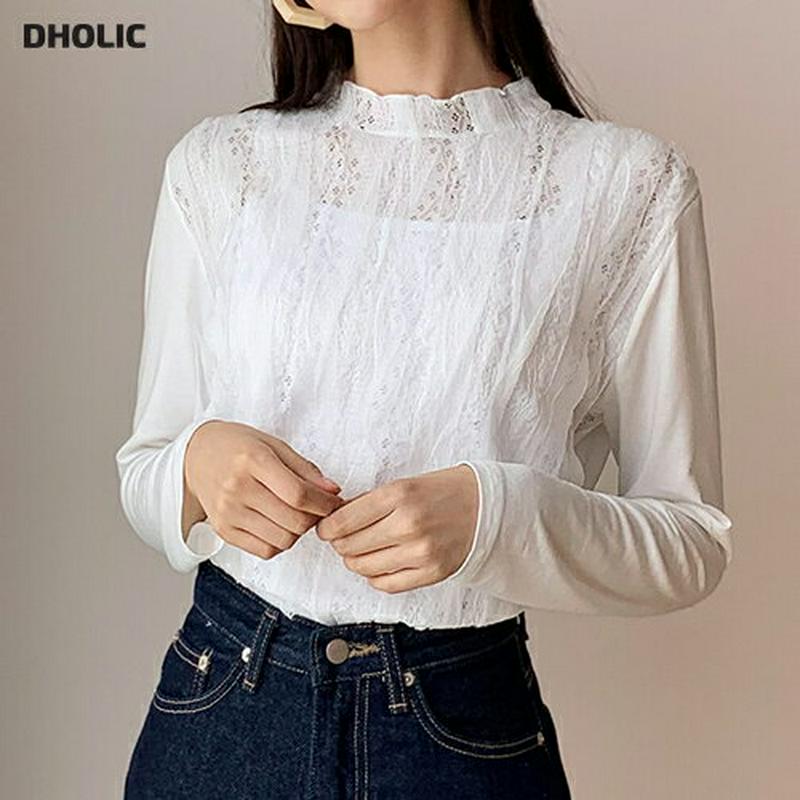 【新作10%OFF】フリルレースTシャツ・全3色・t60778 レディース【tops】【韓国 ファッション トップス Tシャツ 