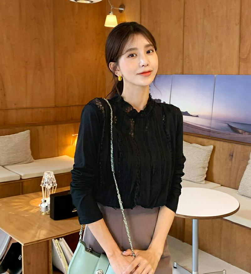 【新作10%OFF】フリルレースTシャツ・全3色・t60778 レディース【tops】【韓国 ファッション トップス Tシャツ 