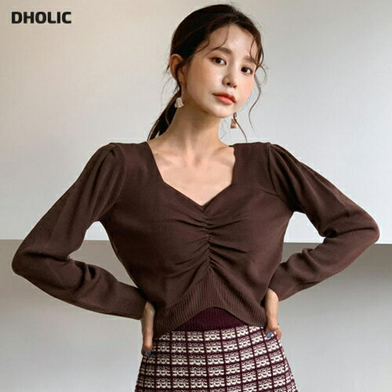 フロントギャザーニット・全5色・b60924 レディース【tops】【韓国 ファッション トップス ニット ニットトップス ラグ