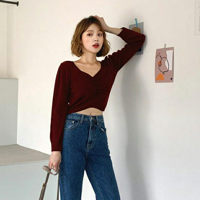 フロントギャザーニット・全5色・b60924 レディース【tops】【韓国 ファッション トップス ニット ニットトップス ラグ
