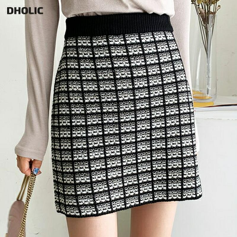 チェックニットミニスカート・全4色・t60958 レディース【sk】【韓国 ファッション ボトムス スカート ミニ丈 ミニスカー