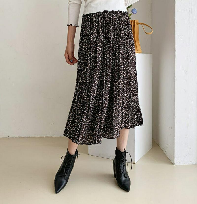 フローラルプリーツスカート・全3色・b60943 レディース【sk】【韓国 ファッション ボトムス スカート ロングスカート ロ