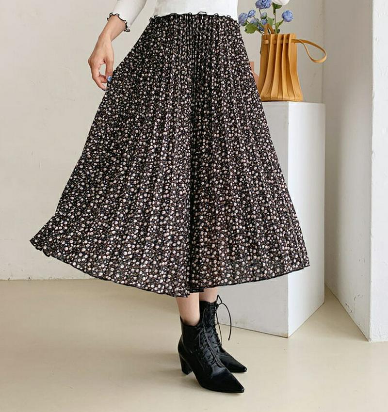 フローラルプリーツスカート・全3色・b60943 レディース【sk】【韓国 ファッション ボトムス スカート ロングスカート ロ