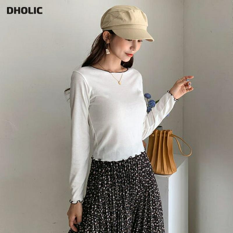 ウェーブ配色Tシャツ・全3色・t60917 レディース【tops】【韓国 ファッション トップス Tシャツ ロングスリーブ 長袖
