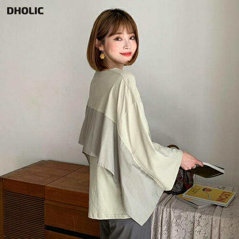バックラッフルTシャツ・全4色・t60920 レディース【tops】【韓国 ファッション トップス Tシャツ ワイドスリーブ 長