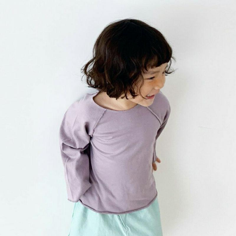カッティングヘムTシャツ・u05701 キッズ【3~8才】【tops】【トップス Tシャツ 長袖 ロンT 無地 無地T 単色 切
