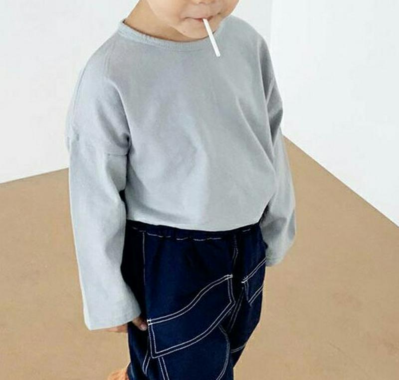 ラウンドネック長袖Tシャツ・u05712 キッズ【3~8才】【tops】【トップス Tシャツ 長袖 ロンT 単色 無地 無地T 