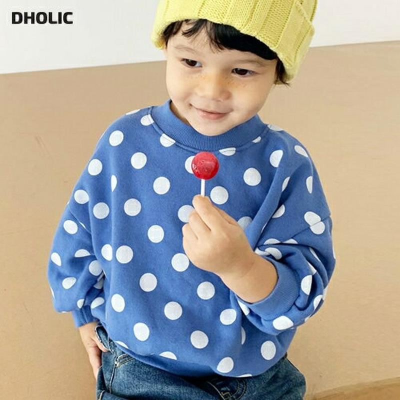 ドットパターンスウェット・u05667 キッズ【3~8才】【tops】【トップス スウェット トレーナー 長袖 ドット 柄 カジ