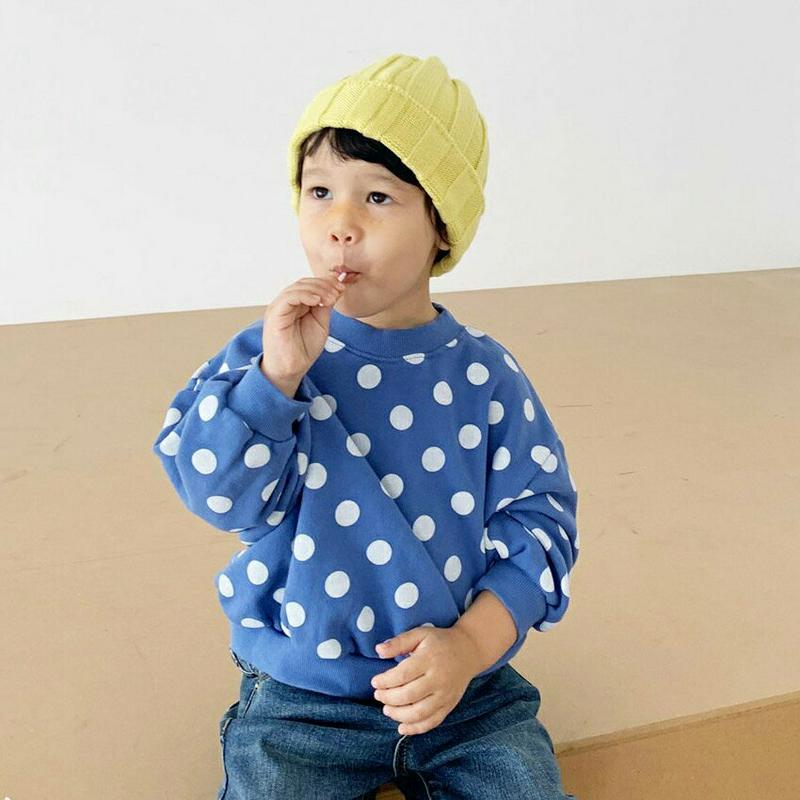 ドットパターンスウェット・u05667 キッズ【3~8才】【tops】【トップス スウェット トレーナー 長袖 ドット 柄 カジ