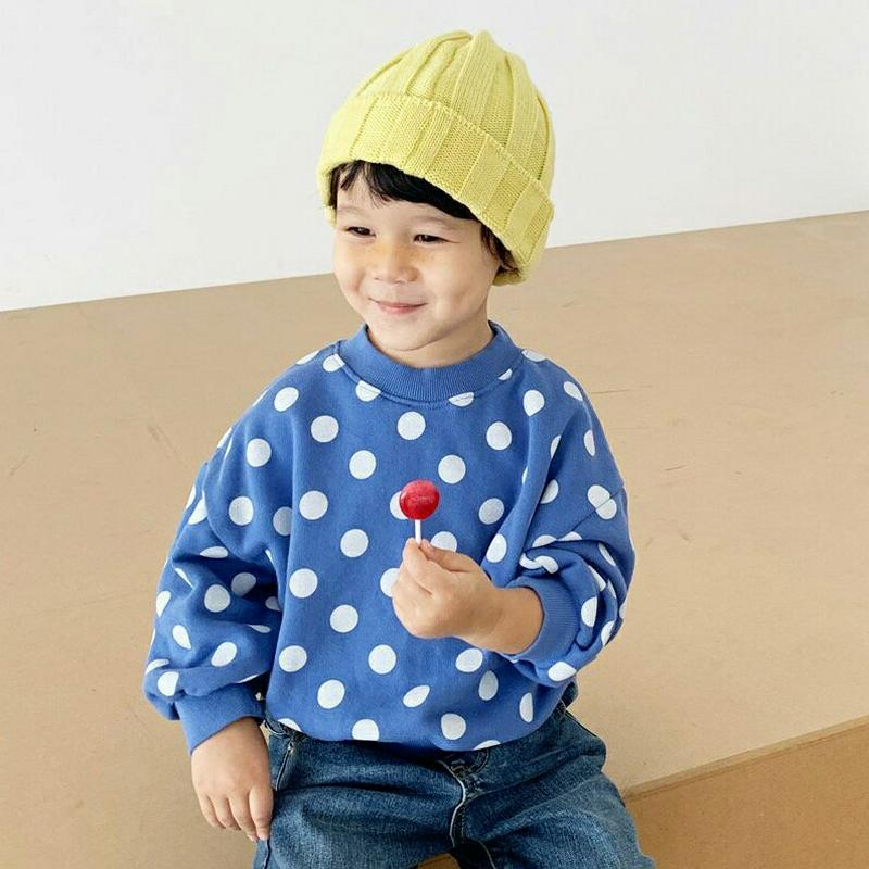 ドットパターンスウェット・u05667 キッズ【3~8才】【tops】【トップス スウェット トレーナー 長袖 ドット 柄 カジ