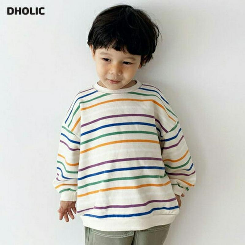 カラフルボーダースウェット・u05717 キッズ【3~8才】【tops】【トップス スウェット トレーナー 長袖 ボーダー 柄 