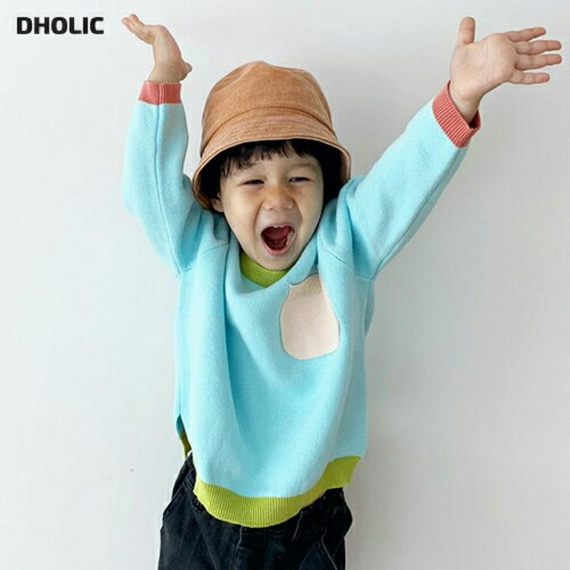 カラーブロックポケットニット・u05708 キッズ【3~8才】【tops】【トップス ニット ニットトップス 長袖 カラーブロッ