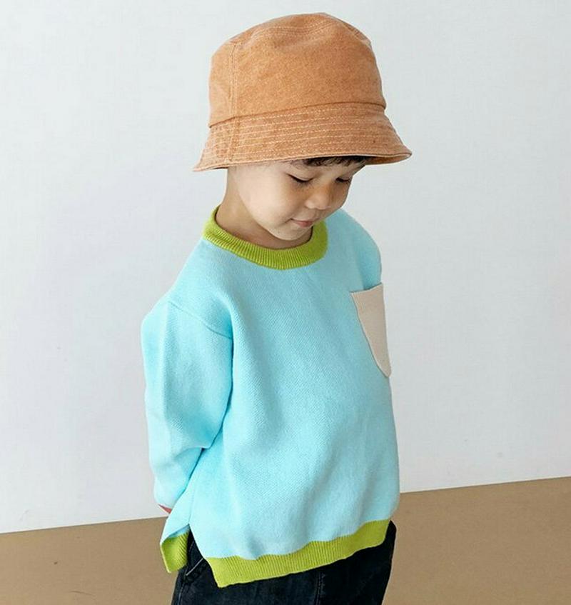 カラーブロックポケットニット・u05708 キッズ【3~8才】【tops】【トップス ニット ニットトップス 長袖 カラーブロッ