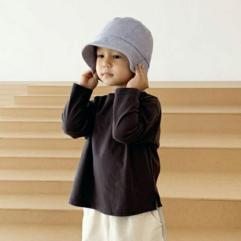 ロールラウンドネックTシャツ・u05676 キッズ【3~8才】【tops】【トップス Tシャツ 長袖 ロンT 単色 無地 無地T
