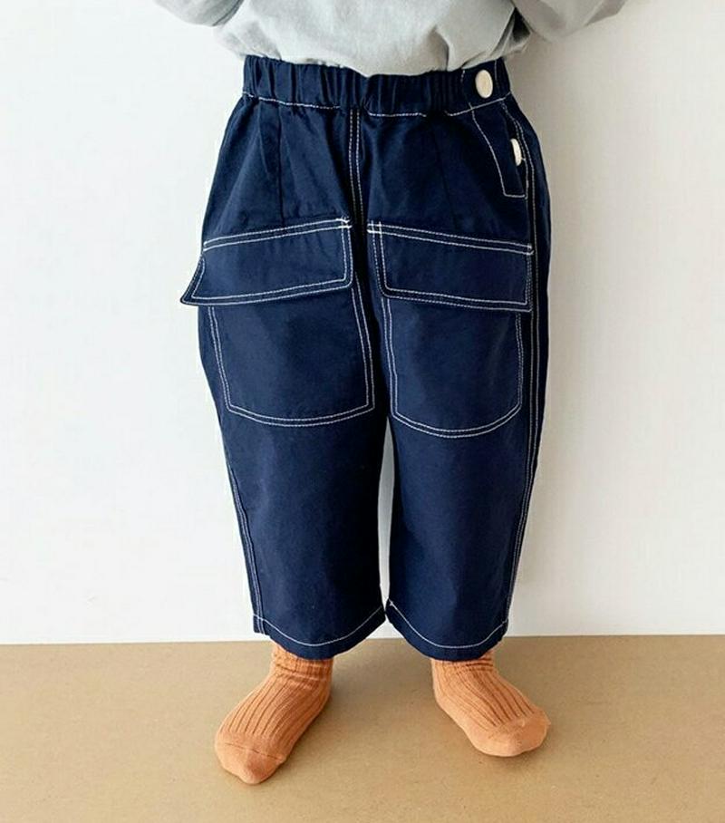 ステッチフラップポケットパンツ・u05670 キッズ【3~8才】【pt】【パンツ ズボン ボトムス ロングパンツ ステッチ 単色