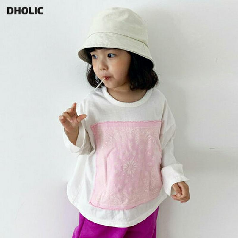 ペイズリーパッチ長袖Tシャツ・u05688 キッズ【3~8才】【tops】【トップス Tシャツ 長袖 ロンT ペイズリー柄 バン