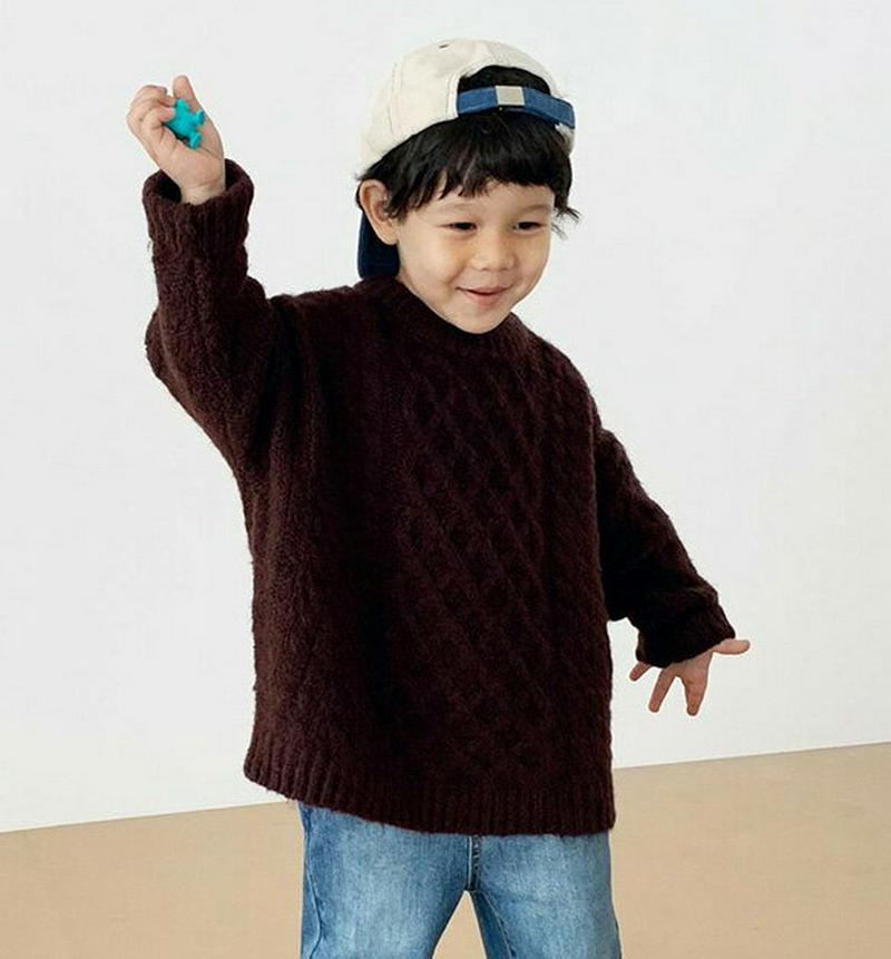 ツイストニット・u05704 キッズ【3~8才】【tops】【トップス ニット ニットトップス ツイスト 長袖 ラウンドネック 