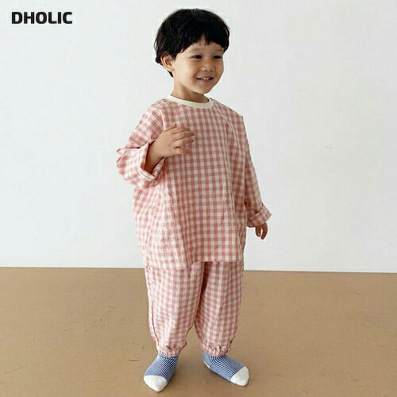 チェック柄上下SET・u05709 キッズ【3~8才】【set】【セットアップ セット setup 長袖 Tシャツ ロングパンツ