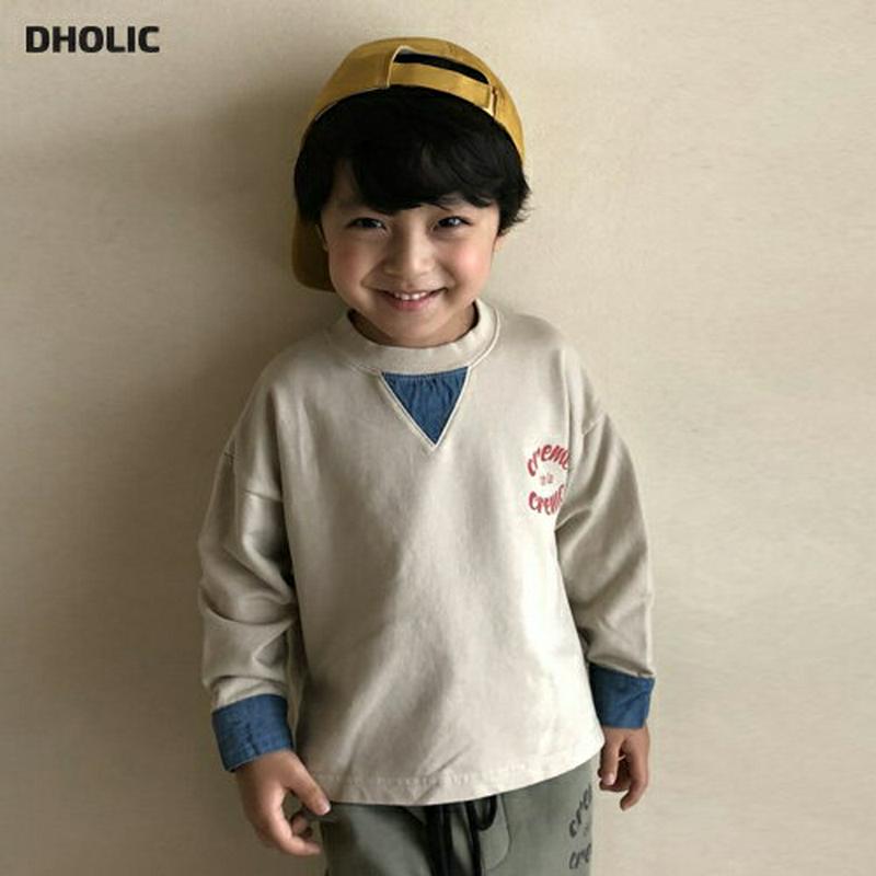 配色レタリングスウェット・u05255 キッズ【3~8才】【tops】【トップス スウェット 長袖 配色 レタリング カジュアル