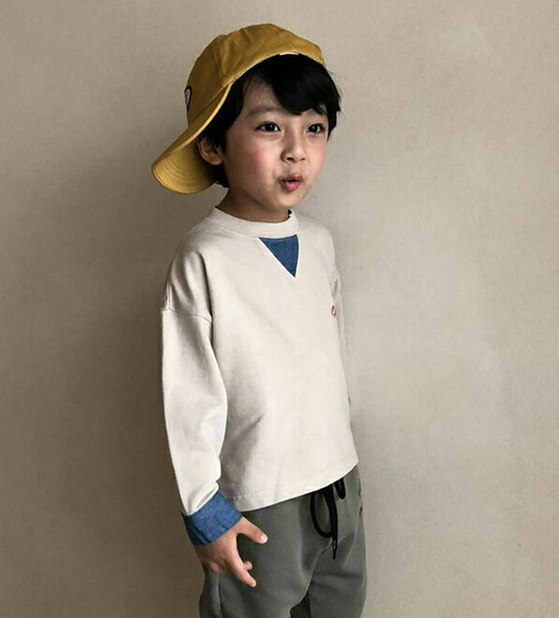 配色レタリングスウェット・u05255 キッズ【3~8才】【tops】【トップス スウェット 長袖 配色 レタリング カジュアル
