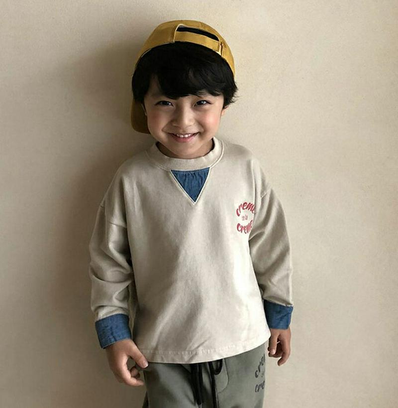 配色レタリングスウェット・u05255 キッズ【3~8才】【tops】【トップス スウェット 長袖 配色 レタリング カジュアル