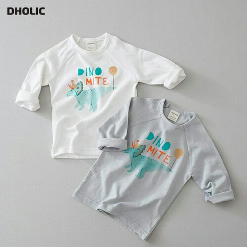 DINOラグランTシャツ・u05673 キッズ【0~2才】【tops】【トップス Tシャツ 長袖 ラグランスリーブ ラウンドネッ