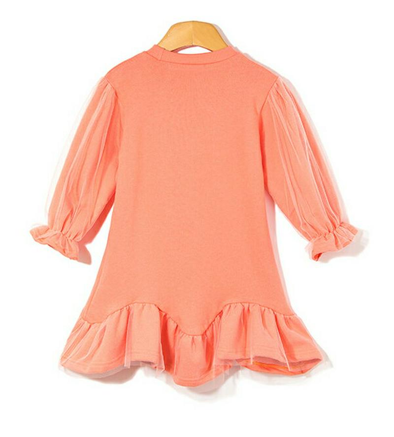 cup cakeチュールヘムワンピース・p005633 キッズ【3~8才】【ops】【ワンピース ロングスリーブ 長袖 チュールヘム ケーキ ガーリー かわいい 女の子 韓国 韓国子供服 子供 こども 子供服 こども服】【KIDS】