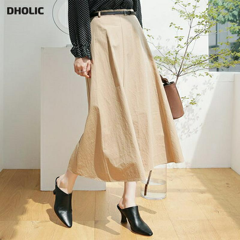 【新作10%OFF】ベルト付フレアスカート・全2色・b63872 レディース【sk】【スカート ロング ロングスカート 単色 無