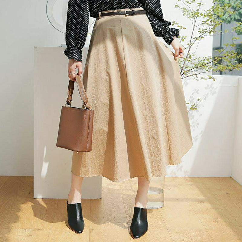【新作10%OFF】ベルト付フレアスカート・全2色・b63872 レディース【sk】【スカート ロング ロングスカート 単色 無