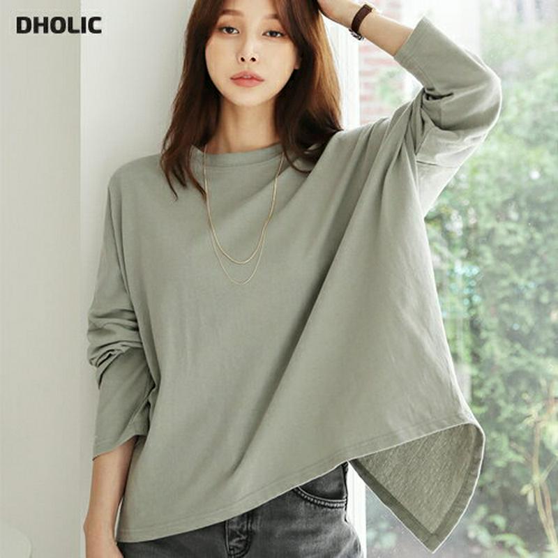 【新作10%OFF】コットンバックスリットTシャツ・全4色・b63813 レディース【tops】【トップス Tシャツ 長袖 ロン