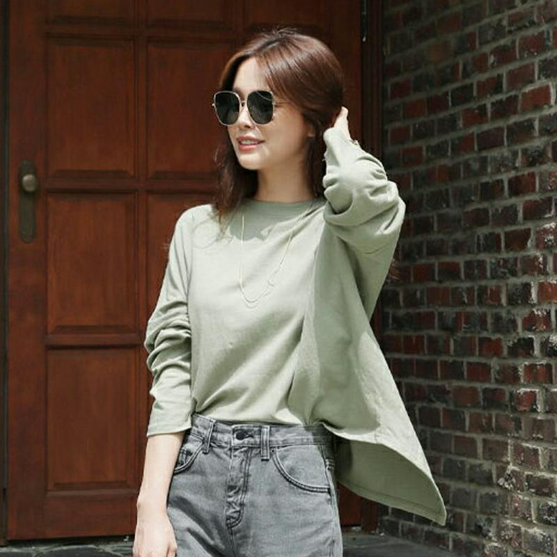 【新作10%OFF】コットンバックスリットTシャツ・全4色・b63813 レディース【tops】【トップス Tシャツ 長袖 ロン