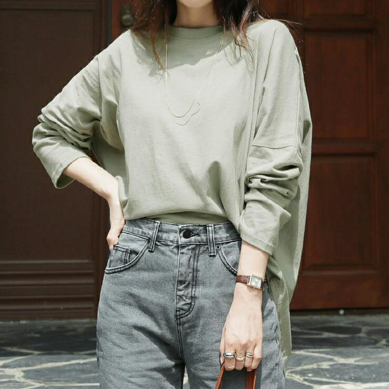 【新作10%OFF】コットンバックスリットTシャツ・全4色・b63813 レディース【tops】【トップス Tシャツ 長袖 ロン