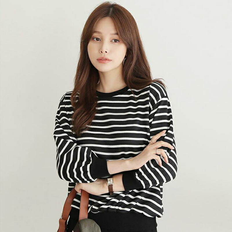 【新作10%OFF】ボーダーラウンドスウェット・全3色・b63812 レディース【tops】【トップス スウェット トレーナー 