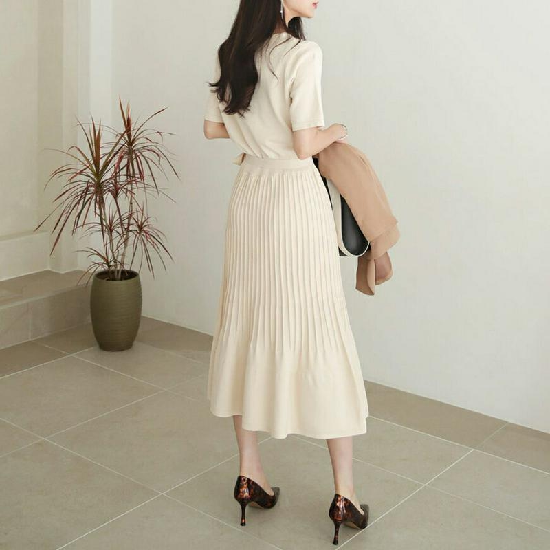 【新作10%OFF】ストラップ付プリーツニットワンピース・全2色・b63864 レディース【ops】【ワンピース ニット ニット