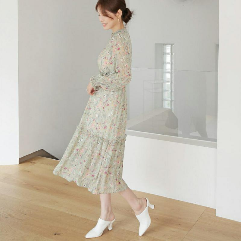 【新作10%OFF】シャーリング花柄ワンピース・全2色・t63862 レディース【ops】【ワンピース ミディ丈 ミディワンピー