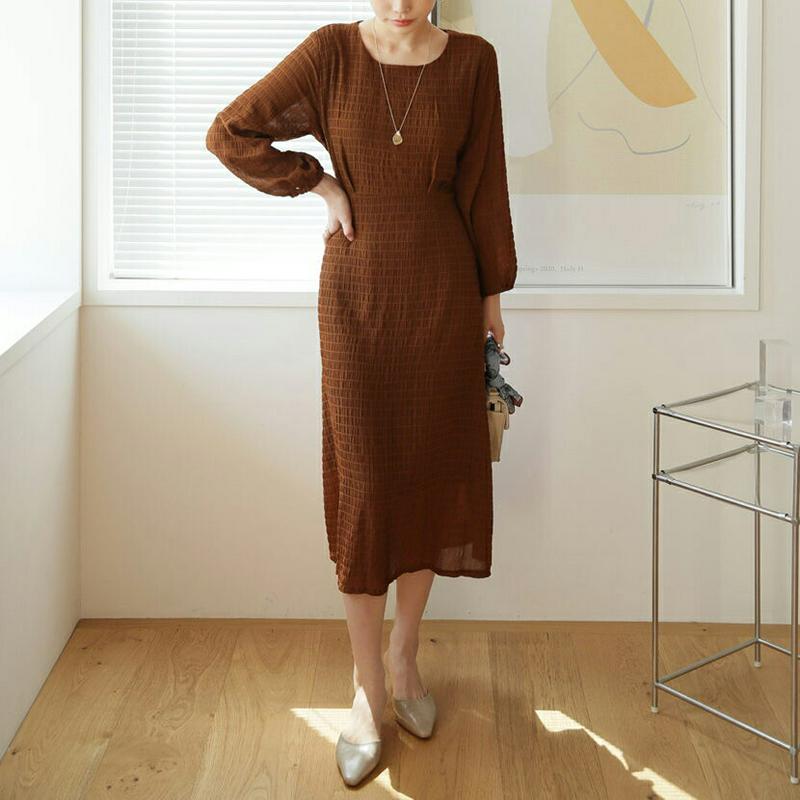 【新作10%OFF】ラウンドリンクルワンピース・全2色・b63865 レディース【ops】【ワンピース ロング ロングワンピース