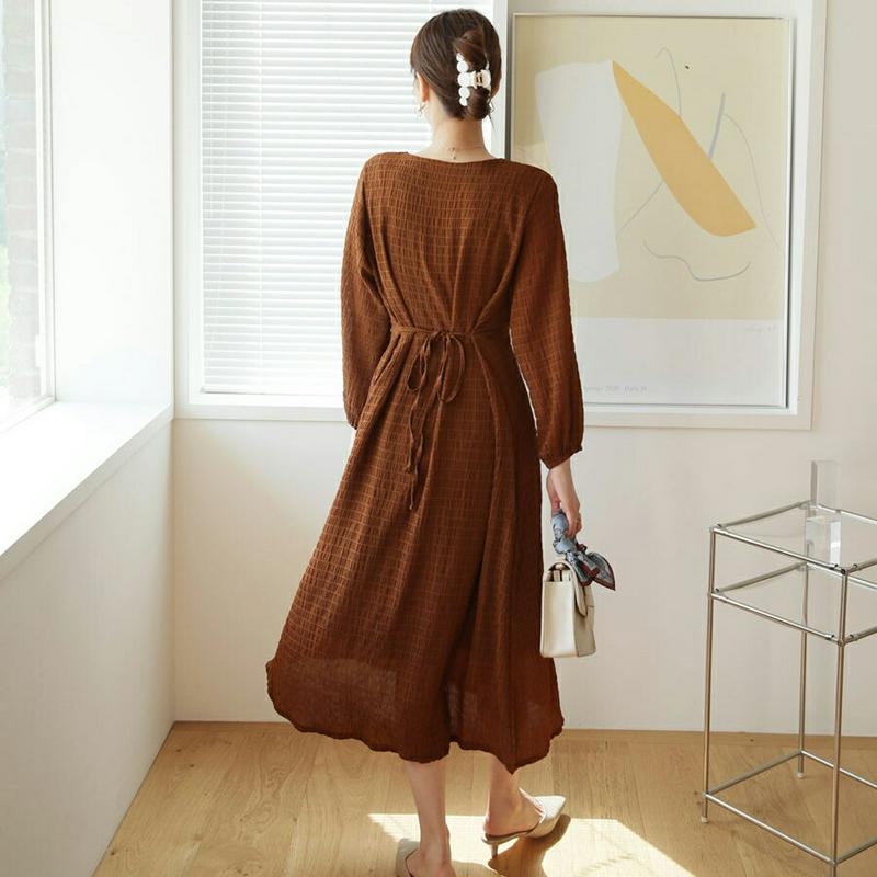 【新作10%OFF】ラウンドリンクルワンピース・全2色・b63865 レディース【ops】【ワンピース ロング ロングワンピース