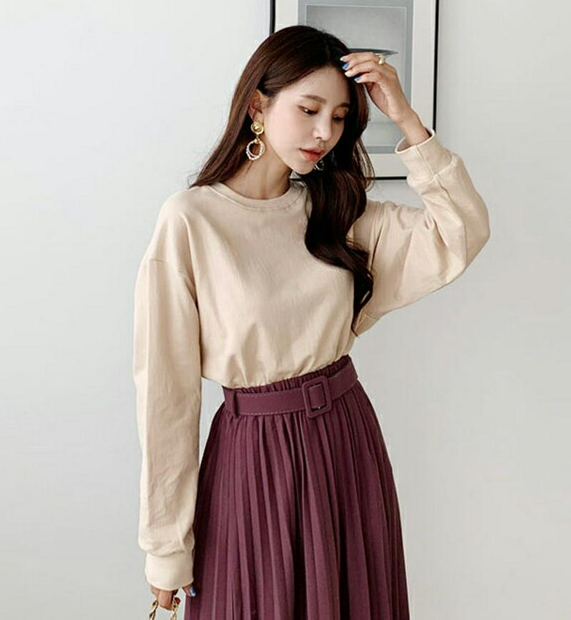 【新作10%OFF】ラウンドネックスウェット・全5色・56789 レディース【tops】【韓国 ファッション トップス スウェッ