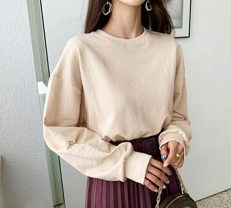 【新作10%OFF】ラウンドネックスウェット・全5色・56789 レディース【tops】【韓国 ファッション トップス スウェッ
