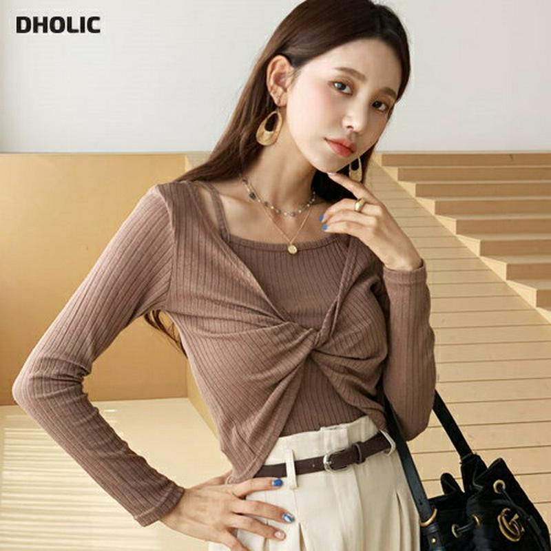 【新作10%OFF】リブキャミ&ツイストTシャツSET・全4色・t56806 レディース【tops】【韓国 ファッション トップ