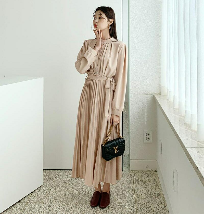 【新作10%OFF】ストラップ付プリーツワンピース・全3色・t56813 レディース【ops】【韓国 ファッション ワンピース 