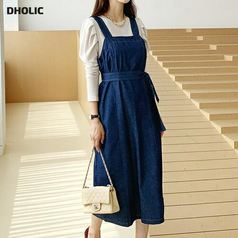 【新作10%OFF】ストラップ付デニムワンピース・全2色・t56829 レディース【ops】【韓国 ファッション ワンピース ロ